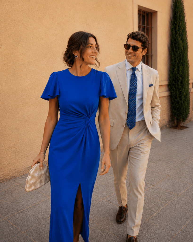 vestido azul midi