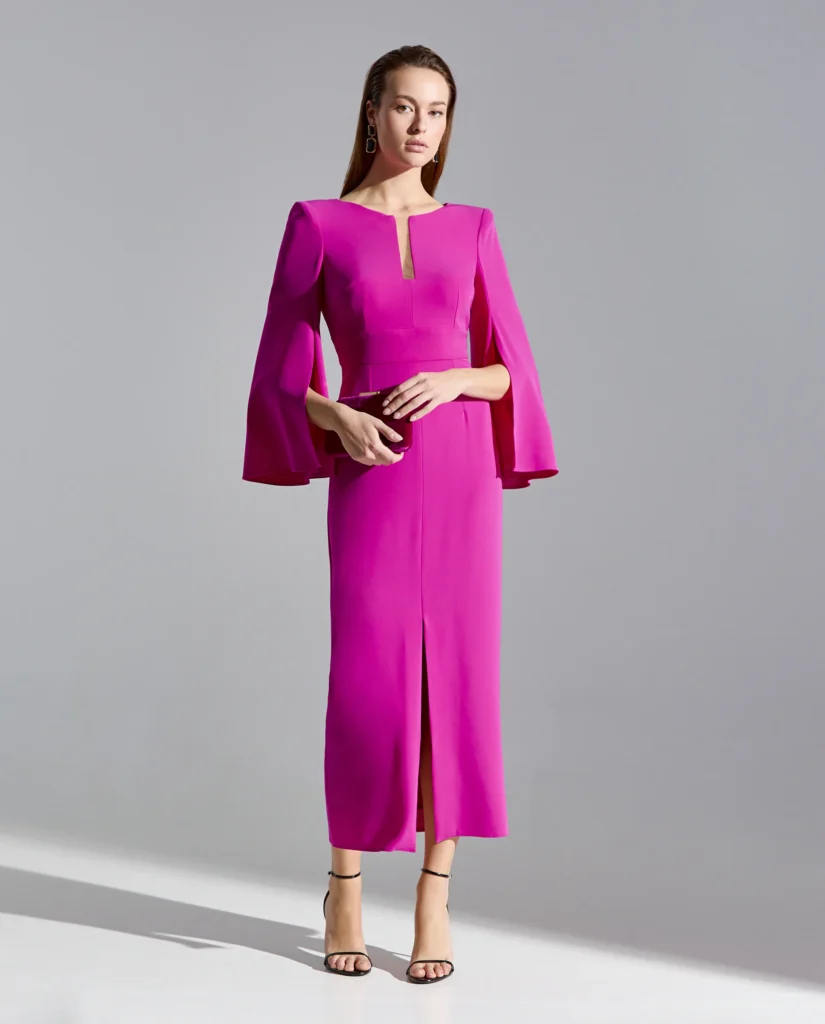 Vestido rosa midi para un evento formal de día