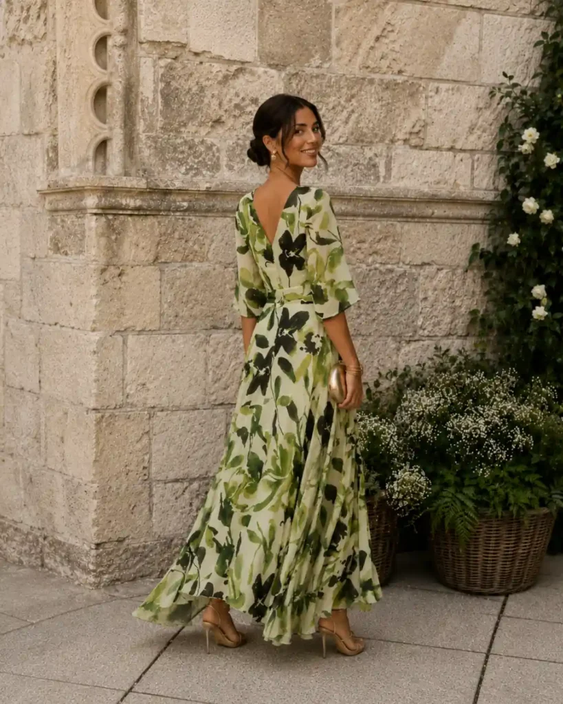 Vestido estampado para invitada a una boda de otoño
